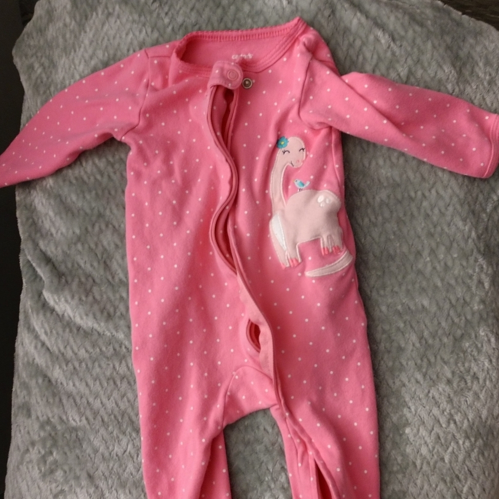 3/$10 Carter's 6 month pink dinosaur footed pajama